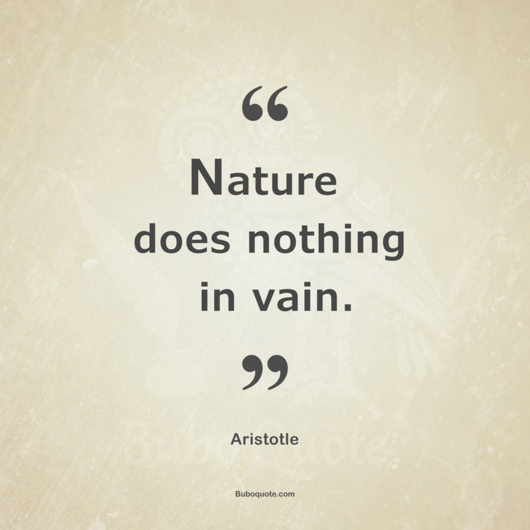 Nature does nothing in vain.