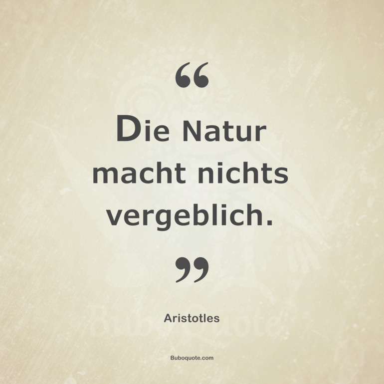 Die Natur macht nichts vergeblich.