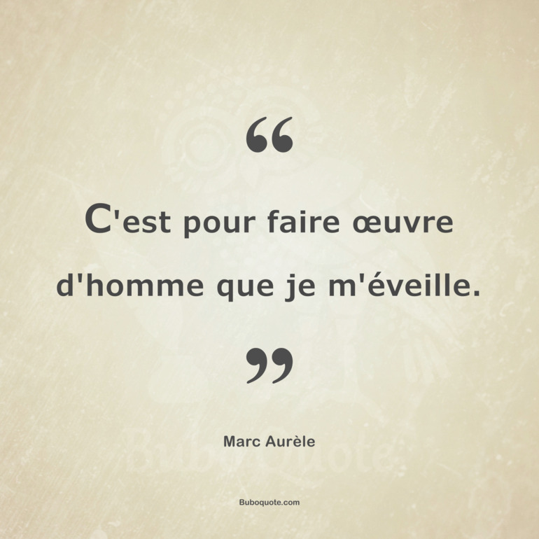 C'est pour faire œuvre d'homme que je m'éveille.