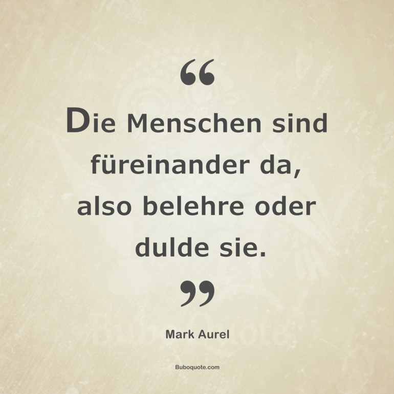 Die Menschen sind füreinander da, also belehre oder dulde sie.