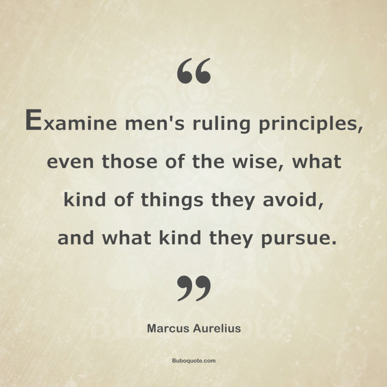 Examine men's ruling principles, even those of the wise, what kind of things they avoid, and what kind they pursue.
