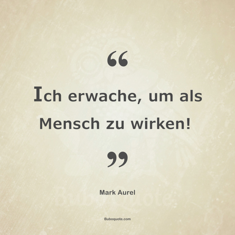 Ich erwache, um als Mensch zu wirken! 