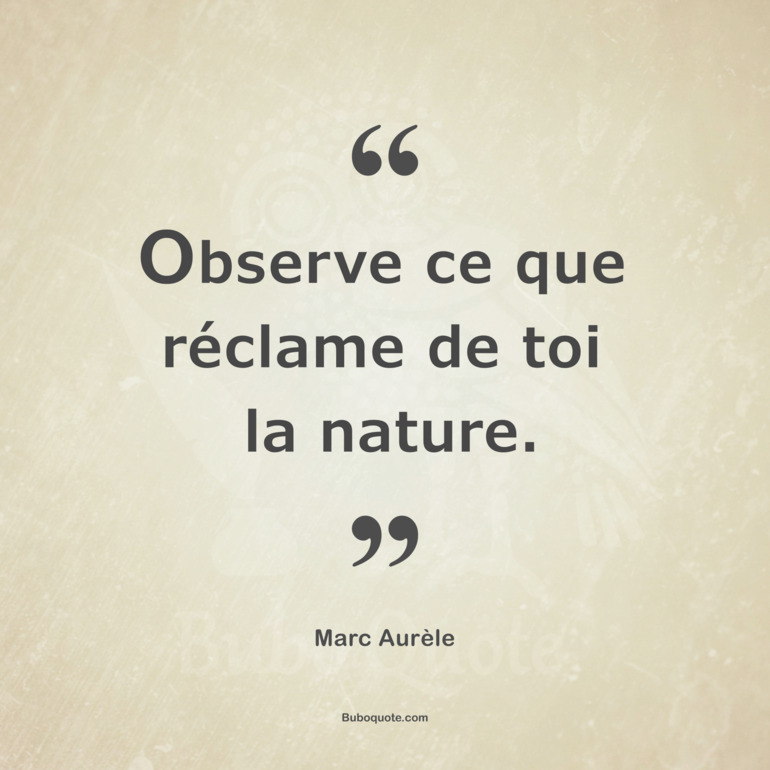 Observe ce que réclame de toi la nature.