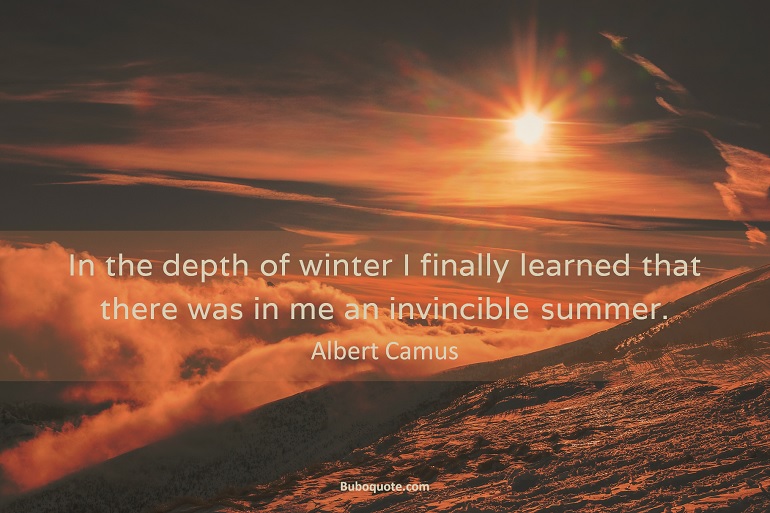 In the depth of winter I finally learned that there was in me an invincible summer.