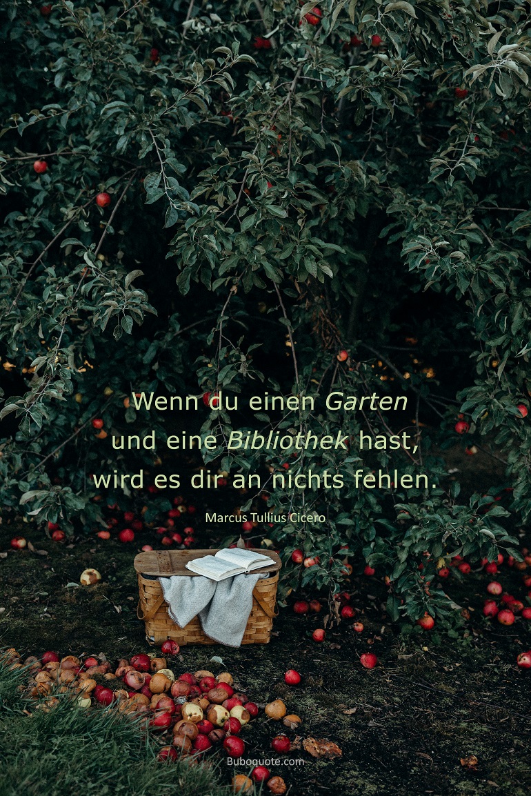 Wenn du einen Garten und eine Bibliothek hast, wird es dir an nichts fehlen.