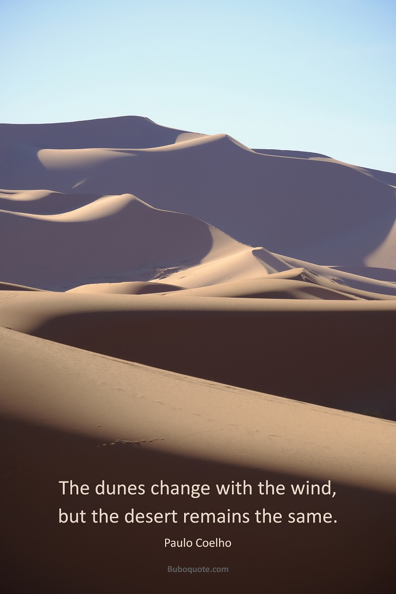 The dunes change with the wind, but the desert remains the same.