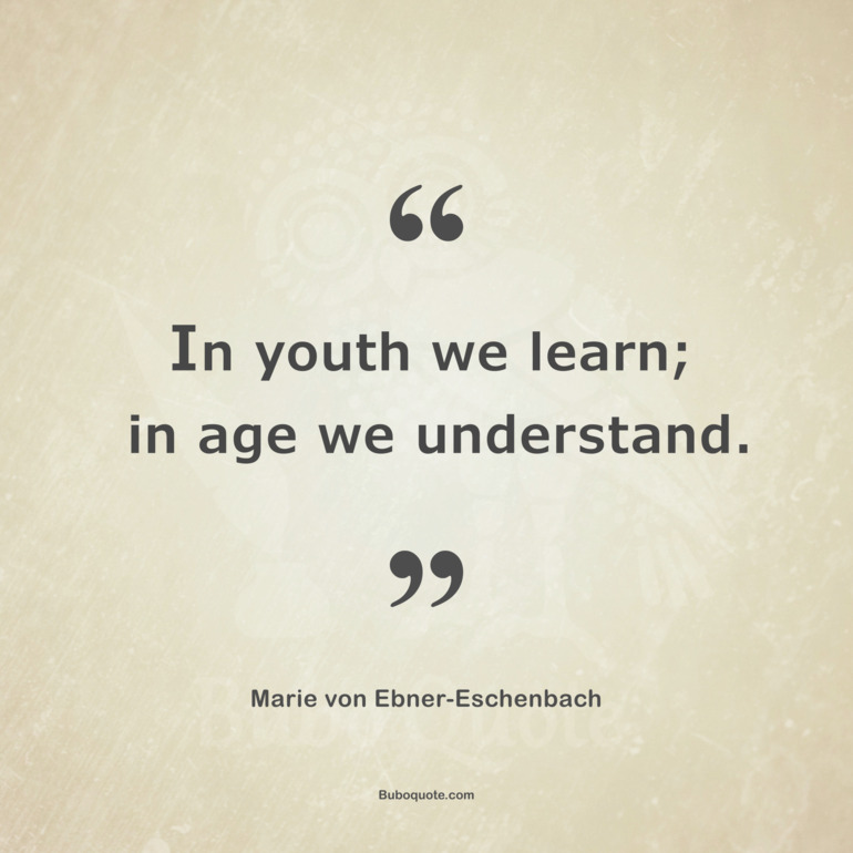 In youth we learn; in age we understand.