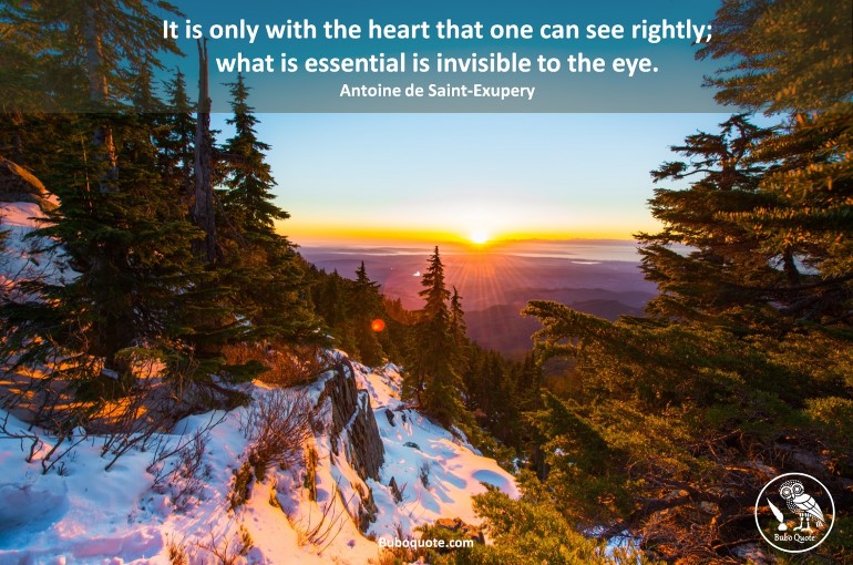 It is only with the heart that one can see rightly; what is essential is invisible to the eye.